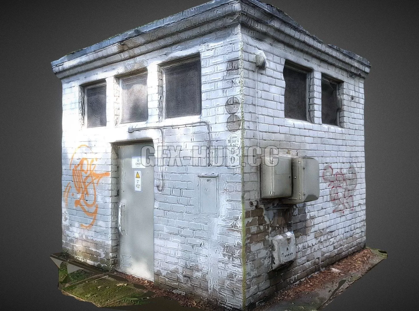 PBR Game 3D Model – White Brick Power House