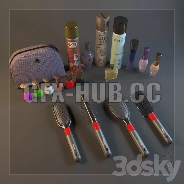 PBR Game 3D Model – Women’s cosmetic accessories