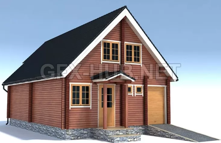 PBR Game 3D Model – Wooden House High Poly