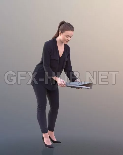 PBR Game 3D Model – Working Business Girl Low-poly