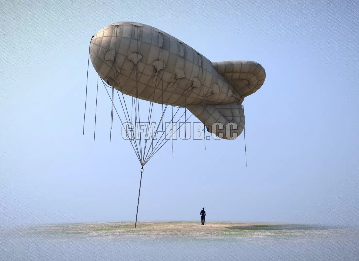 PBR Game 3D Model – WW2 Barrage Balloon 01