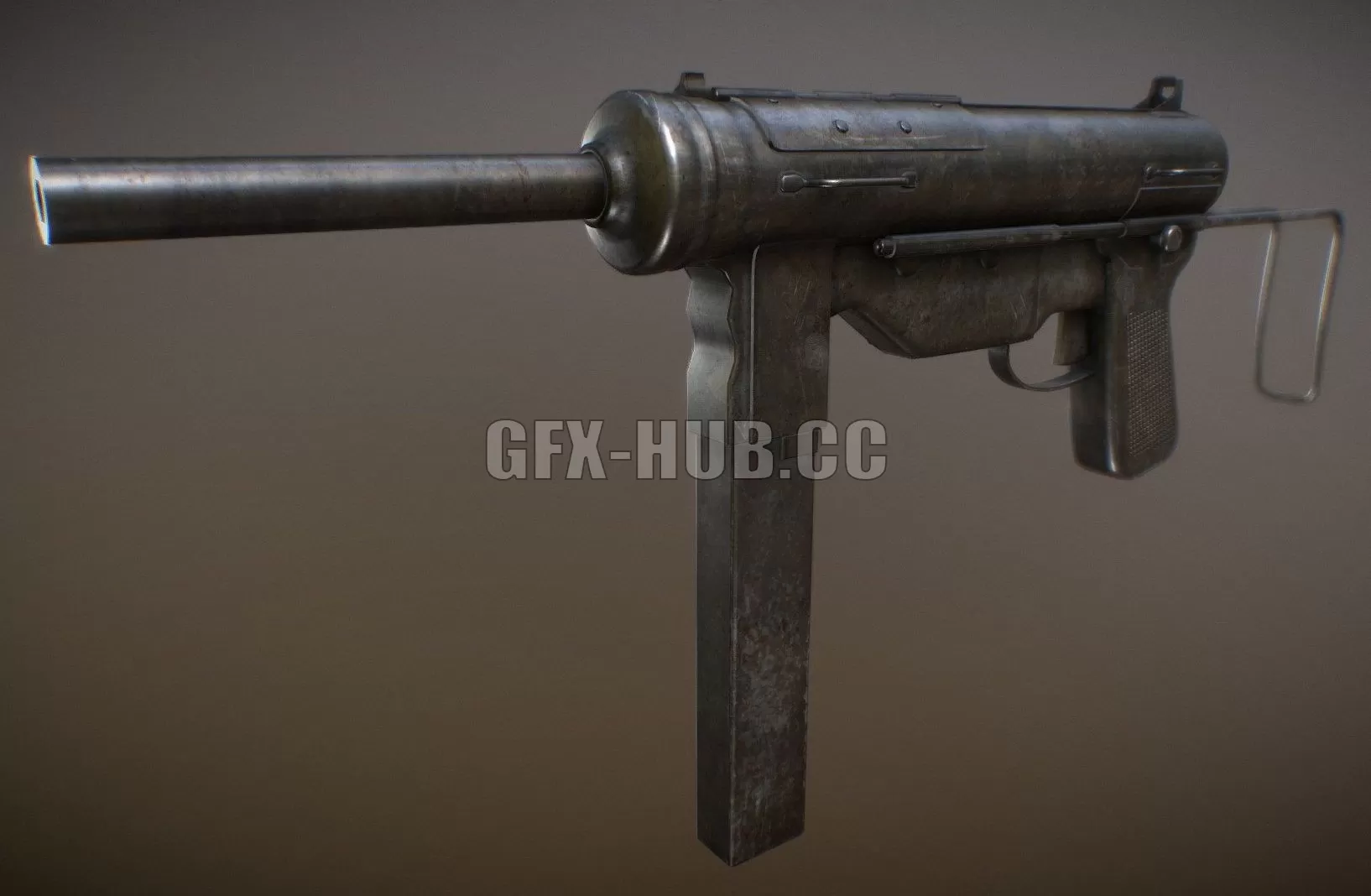 PBR Game 3D Model – WW2 Grease Gun