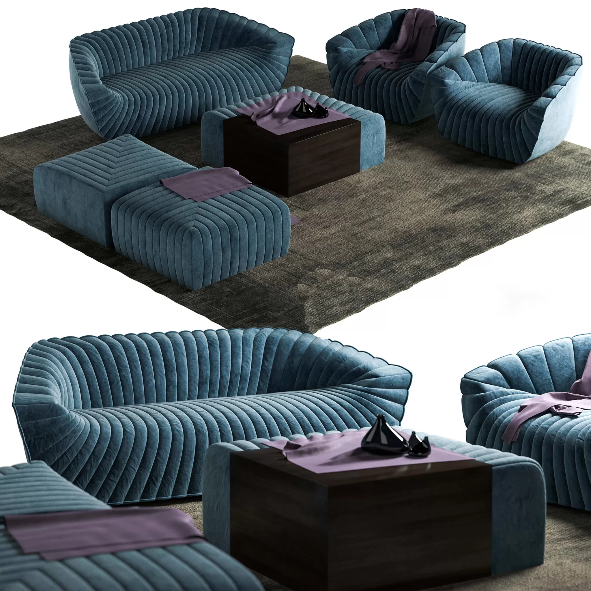 SOFA – Chic blue sofa set 008 SOFA – Chic blue sofa set 008