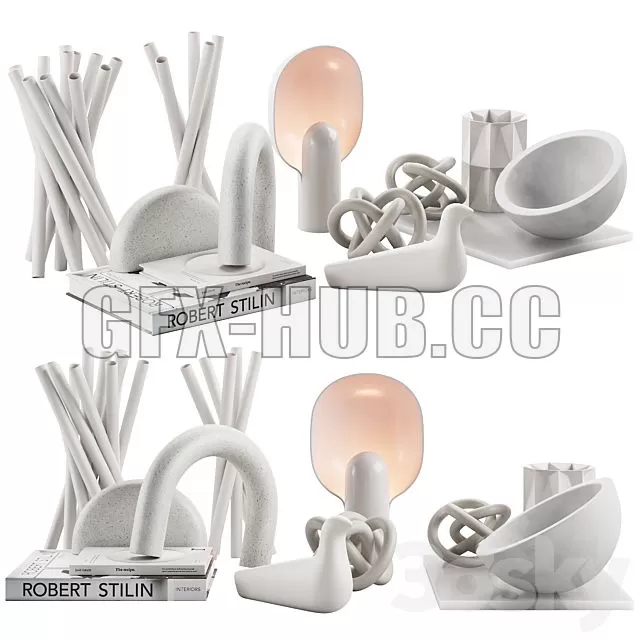 FURNITURE 3D MODELS – 021 WHITE Decorative Pack PART N1 FURNITURE 3D MODELS – 021 WHITE Decorative Pack PART N1