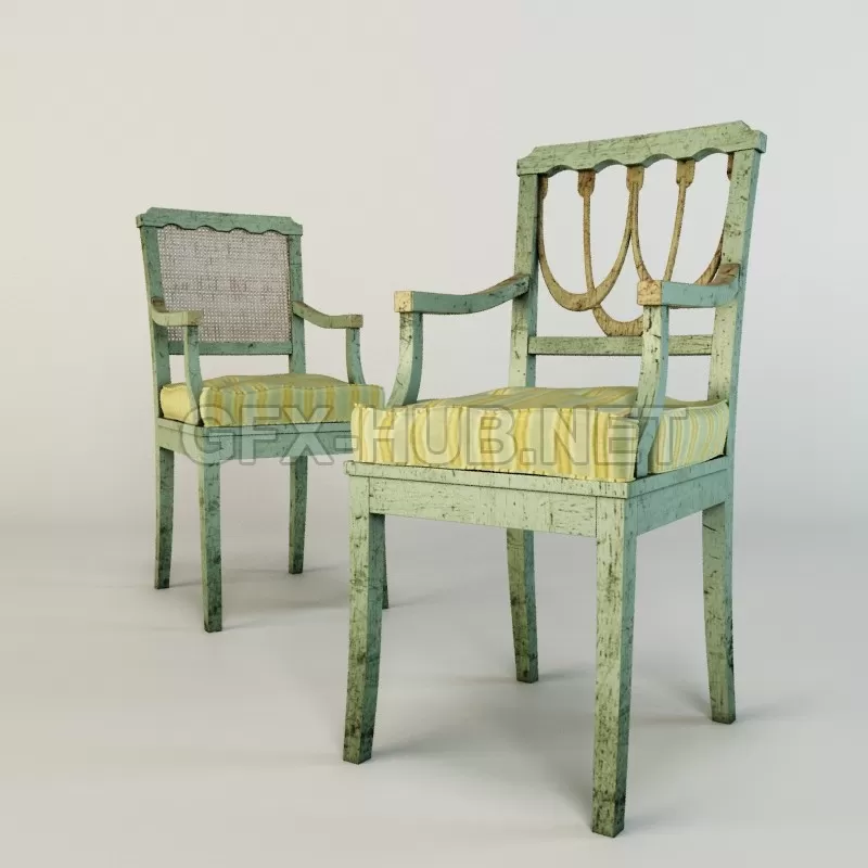 FURNITURE 3D MODELS – 2 chairs Provence, with a patterned wooden back and rattan mesh FURNITURE 3D MODELS – 2 chairs Provence, with a patterned wooden back and rattan mesh