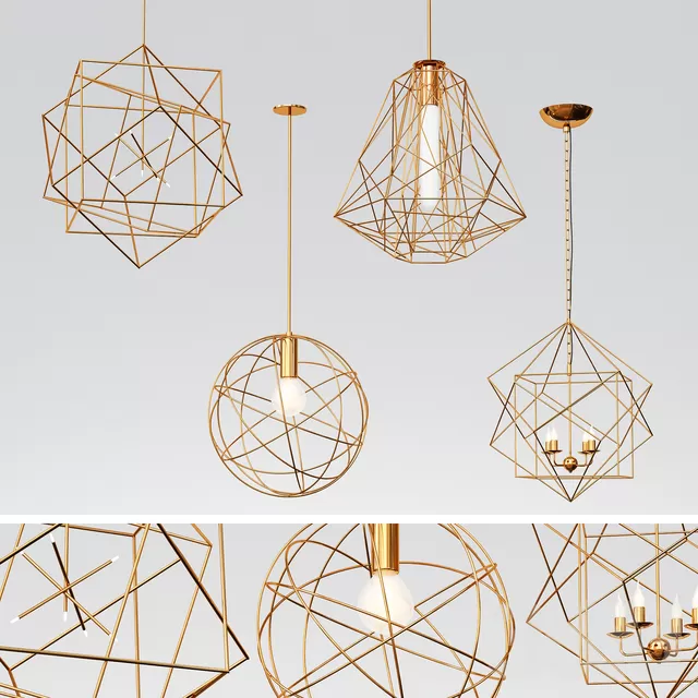 FURNITURE 3D MODELS – 5 GEOMETRIC PENDANT LIGHTS