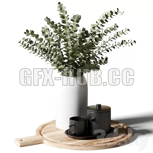 FURNITURE 3D MODELS – A bouquet of Eucalyptus in a White Vase FURNITURE 3D MODELS – A bouquet of Eucalyptus in a White Vase