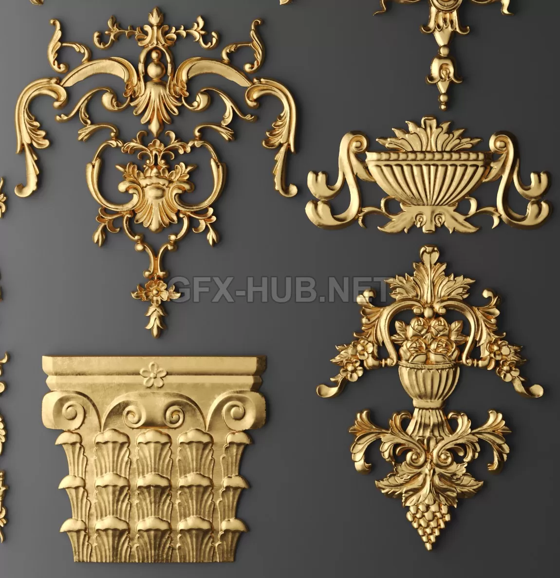 FURNITURE 3D MODELS – A set of stucco decors FURNITURE 3D MODELS – A set of stucco decors