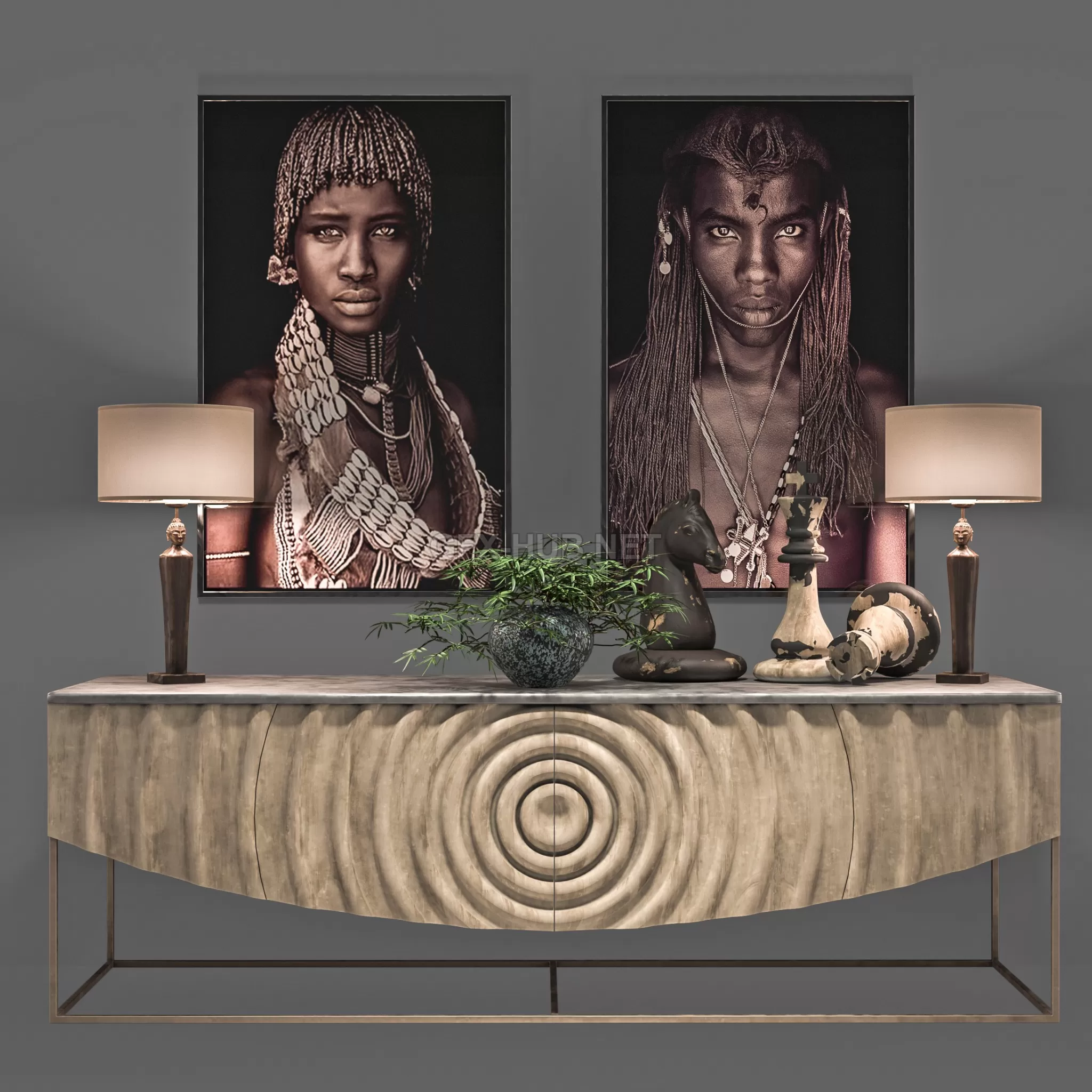 FURNITURE 3D MODELS – African Decoration Console Set FURNITURE 3D MODELS – African Decoration Console Set