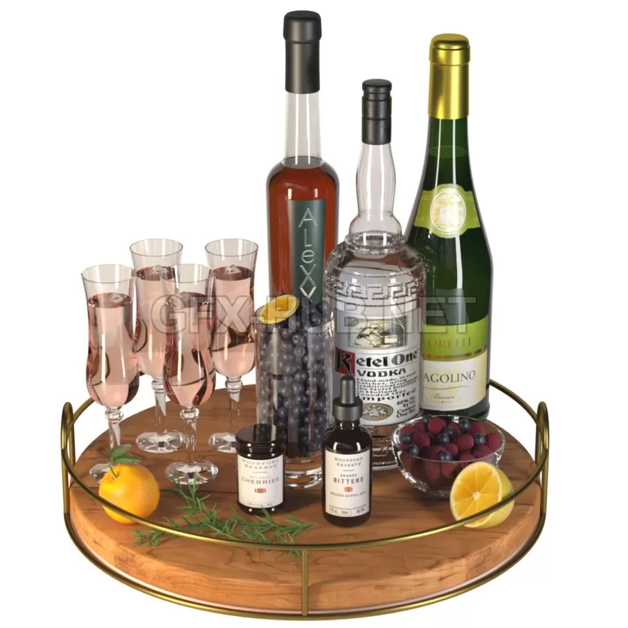 FURNITURE 3D MODELS – Alcoholic Champagne Set FURNITURE 3D MODELS – Alcoholic Champagne Set