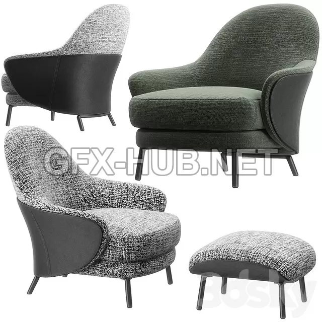 FURNITURE 3D MODELS – Angie armchair footstool by Minotti FURNITURE 3D MODELS – Angie armchair footstool by Minotti
