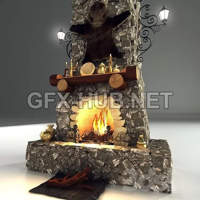 FURNITURE 3D MODELS – Antique fireplace FURNITURE 3D MODELS – Antique fireplace