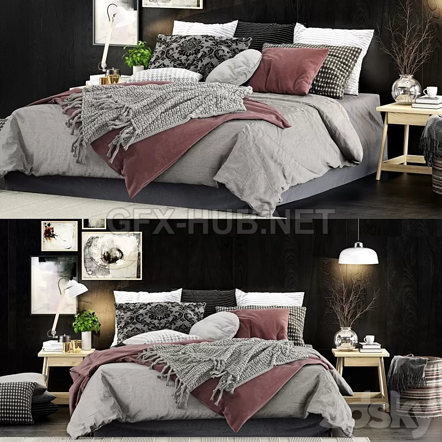 FURNITURE 3D MODELS – Bed set 1 FURNITURE 3D MODELS – Bed set 1
