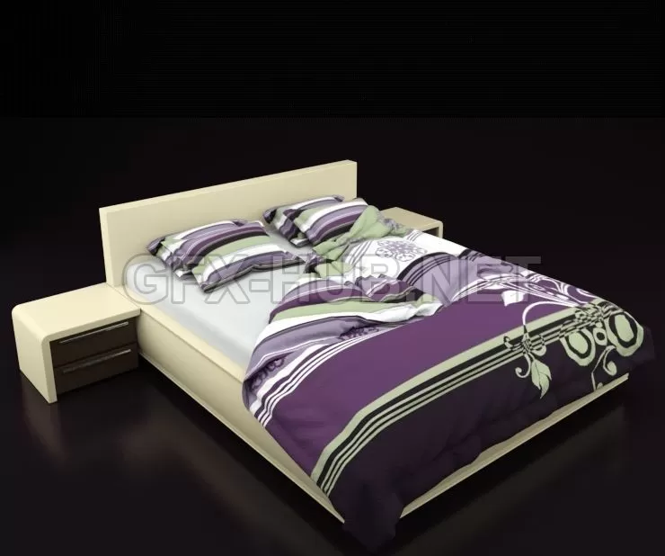 FURNITURE 3D MODELS – Bed with bedclothes FURNITURE 3D MODELS – Bed with bedclothes