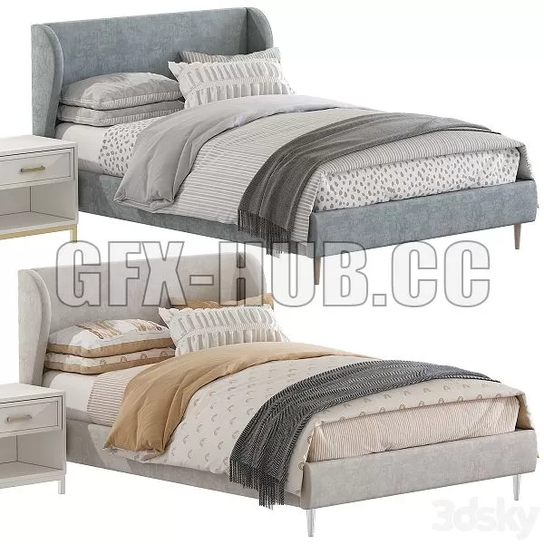 FURNITURE 3D MODELS – Bed Wren Wingback Upholstered Bed FURNITURE 3D MODELS – Bed Wren Wingback Upholstered Bed