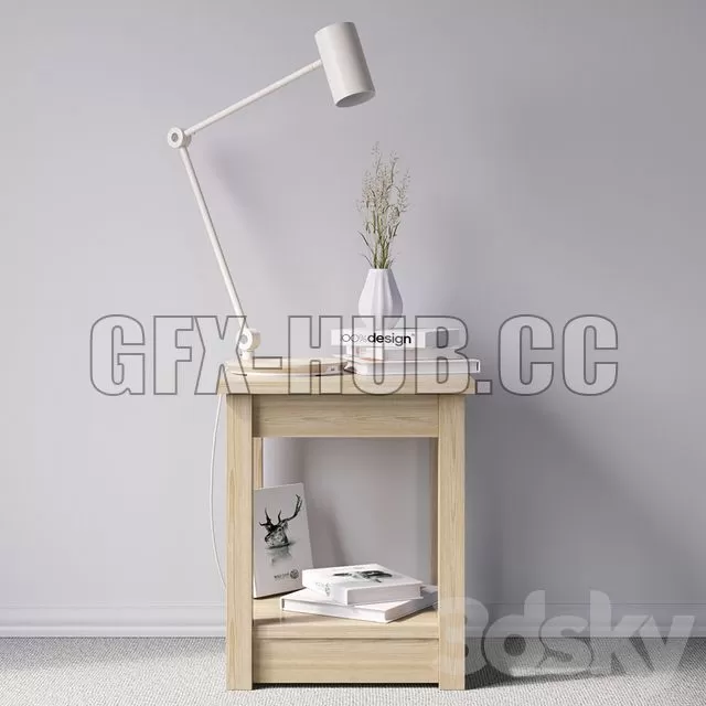 FURNITURE 3D MODELS – Bedside table with lamp FURNITURE 3D MODELS – Bedside table with lamp