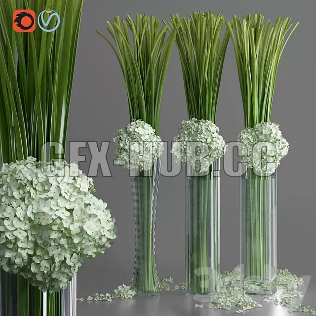 FURNITURE 3D MODELS – Big Hydrangea Leaf Vases Decorative Set FURNITURE 3D MODELS – Big Hydrangea Leaf Vases Decorative Set