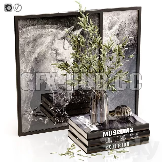 FURNITURE 3D MODELS – Black Decor Set 22 FURNITURE 3D MODELS – Black Decor Set 22