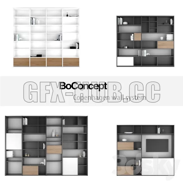FURNITURE 3D MODELS – BoConcept Copenhagen wall system set 1 FURNITURE 3D MODELS – BoConcept Copenhagen wall system set 1