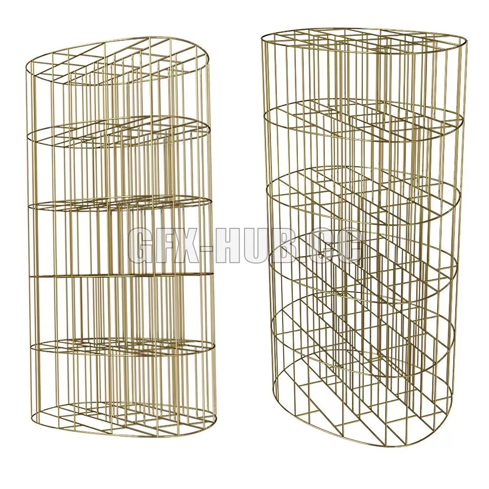 FURNITURE 3D MODELS – Bookcase Golden Cage FURNITURE 3D MODELS – Bookcase Golden Cage