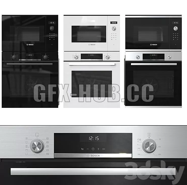 FURNITURE 3D MODELS – Bosch ovens and microwaves set FURNITURE 3D MODELS – Bosch ovens and microwaves set
