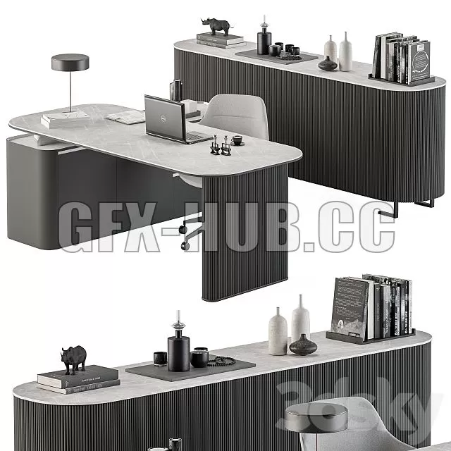 FURNITURE 3D MODELS – Boss Desk Black and Gray Office Furniture 236 FURNITURE 3D MODELS – Boss Desk Black and Gray Office Furniture 236