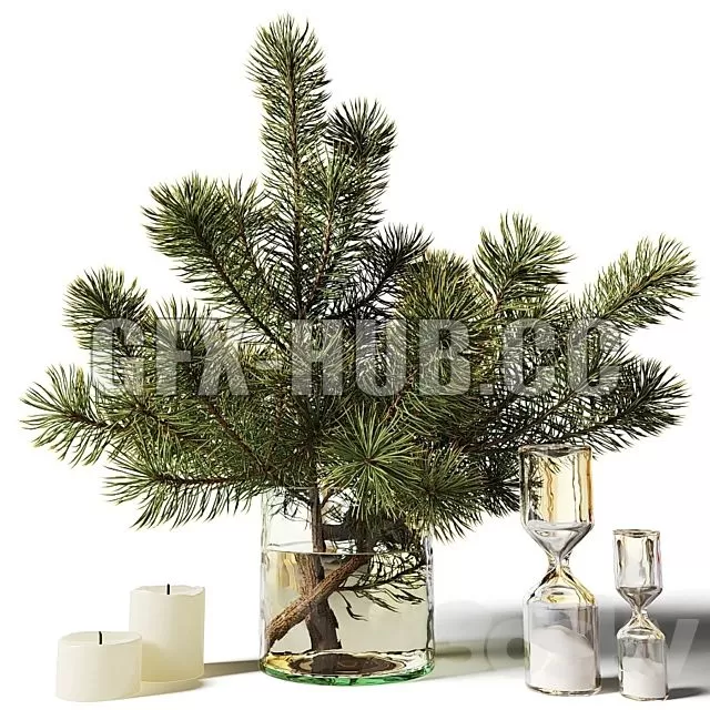 FURNITURE 3D MODELS – Bouquet of Pine Branches in a Glass Vase FURNITURE 3D MODELS – Bouquet of Pine Branches in a Glass Vase
