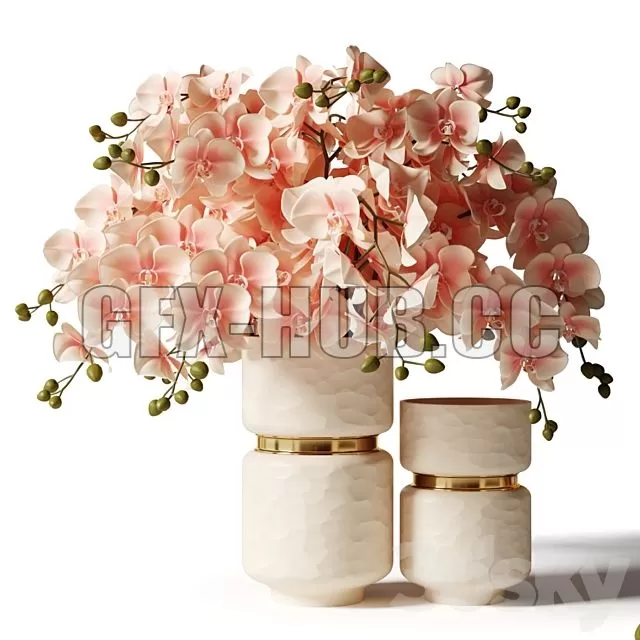 FURNITURE 3D MODELS – Bouquet of Pink Orchids in a Modern Beige Vase FURNITURE 3D MODELS – Bouquet of Pink Orchids in a Modern Beige Vase