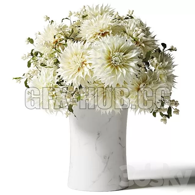 FURNITURE 3D MODELS – Bouquet of White Chrysanthemums with Snowberry Twigs FURNITURE 3D MODELS – Bouquet of White Chrysanthemums with Snowberry Twigs