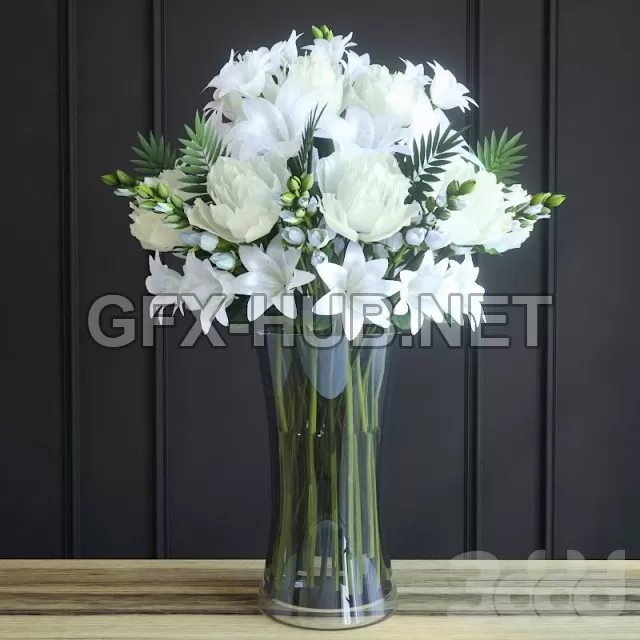 FURNITURE 3D MODELS – Bouquet with roses and alstroemeria