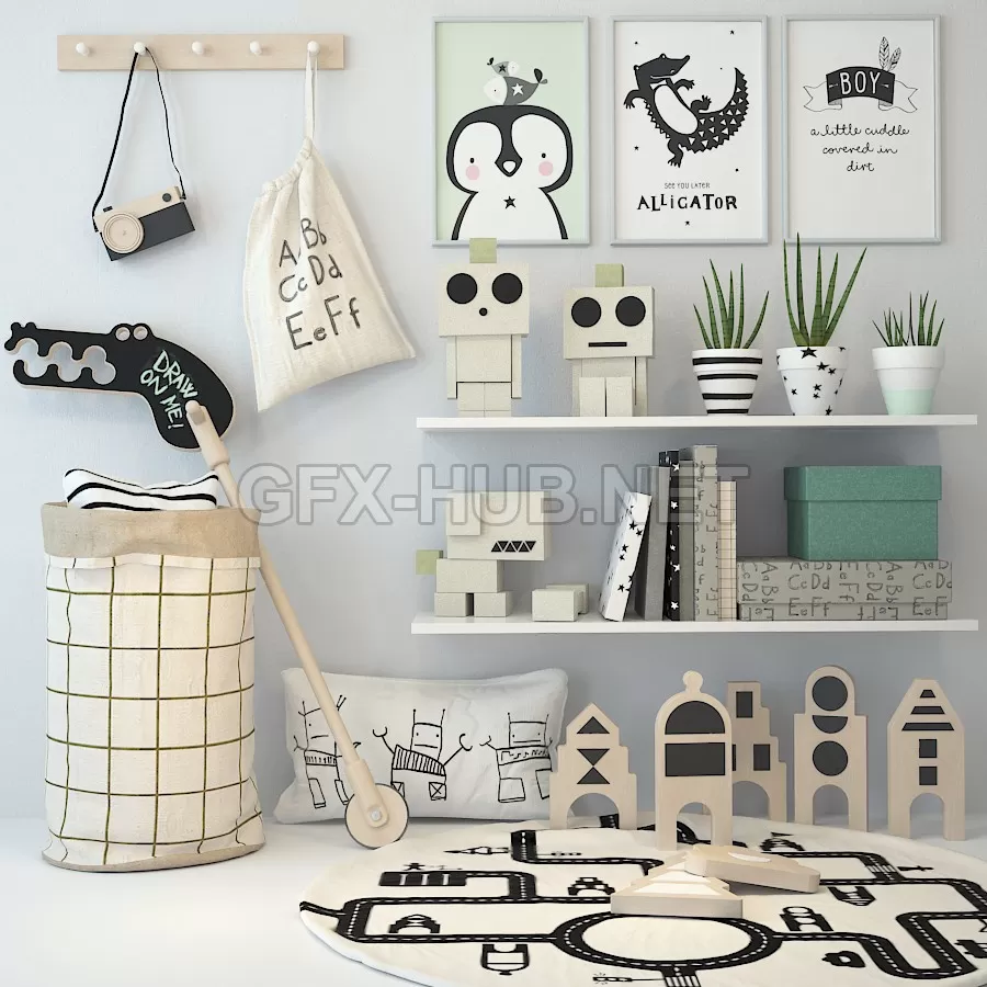FURNITURE 3D MODELS – Boy room decor J17