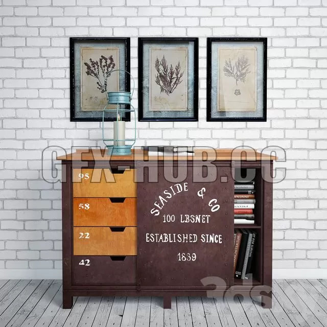 FURNITURE 3D MODELS – Buffet Industrial Rust Iron