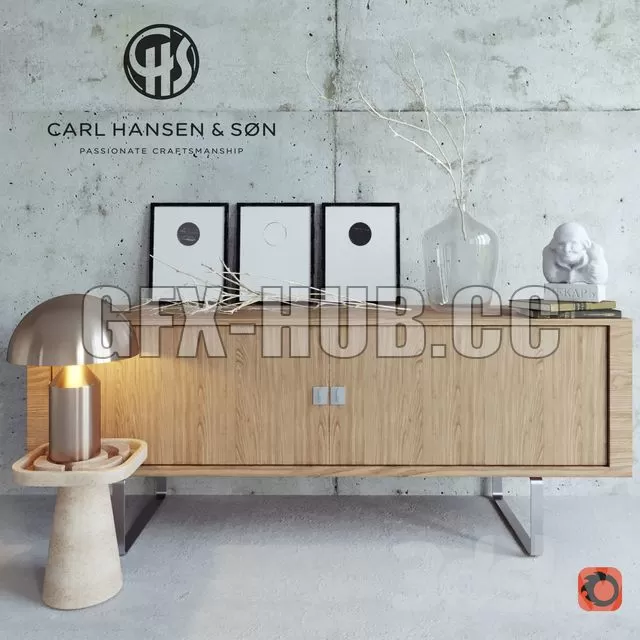 FURNITURE 3D MODELS – Carl Hansen Credenza decor set FURNITURE 3D MODELS – Carl Hansen Credenza decor set