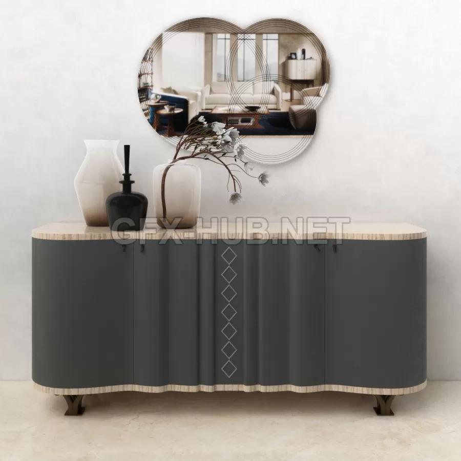 FURNITURE 3D MODELS – Carpanelli Mistral Sycomoro sideboard & Iride mirror set FURNITURE 3D MODELS – Carpanelli Mistral Sycomoro sideboard & Iride mirror set