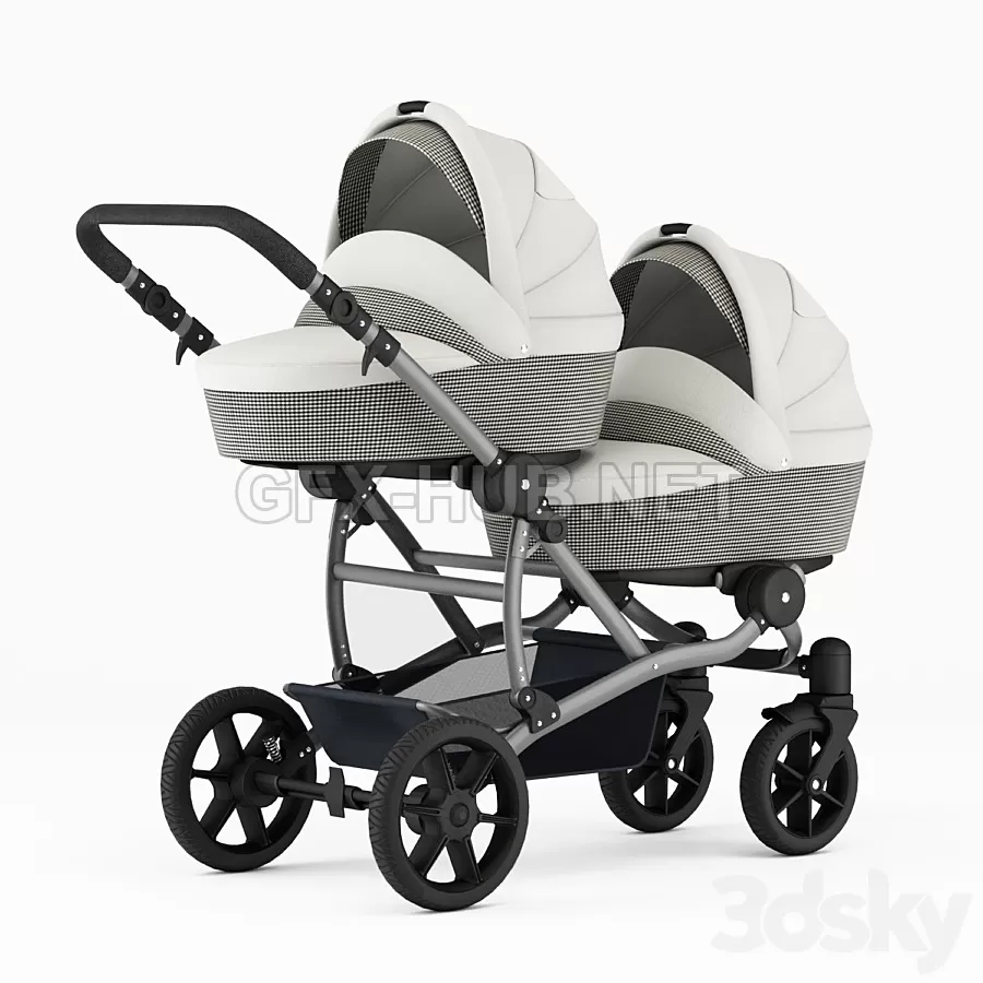 FURNITURE 3D MODELS – Carriage for twins for newborns FURNITURE 3D MODELS – Carriage for twins for newborns
