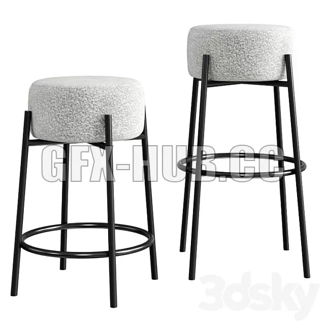 FURNITURE 3D MODELS – Cb2 Peg Upholstered Counter & Bar Stool