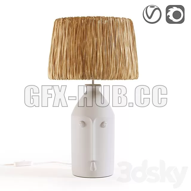FURNITURE 3D MODELS – Ceramic and Raffia Lamp Manoni