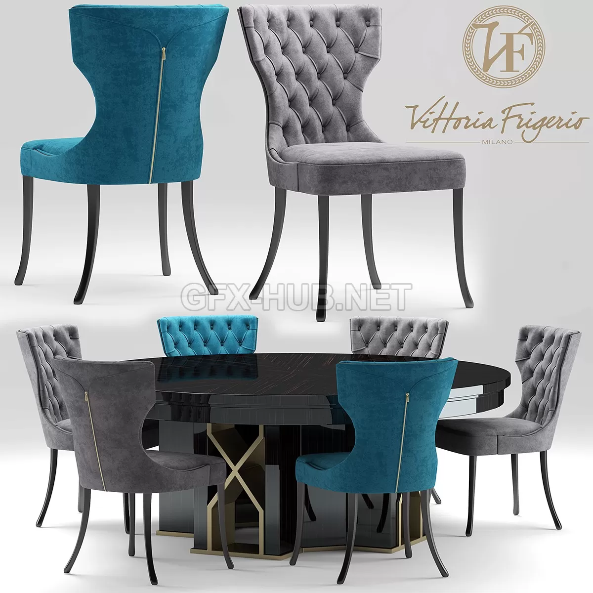 FURNITURE 3D MODELS – Chair vittoria frigerio Adda Capitonne Grimaldi