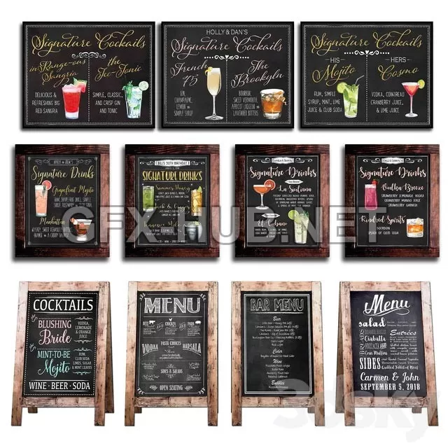 FURNITURE 3D MODELS – Chalkboard for cafe 1