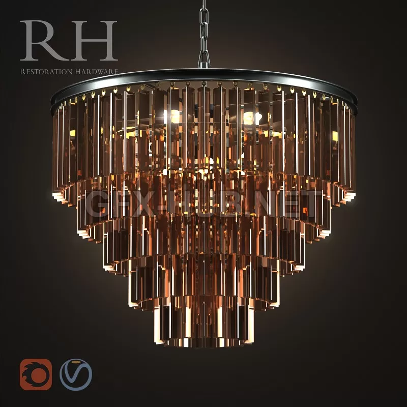 FURNITURE 3D MODELS – Chandelier 1920S Odeon Smole 600 by RH