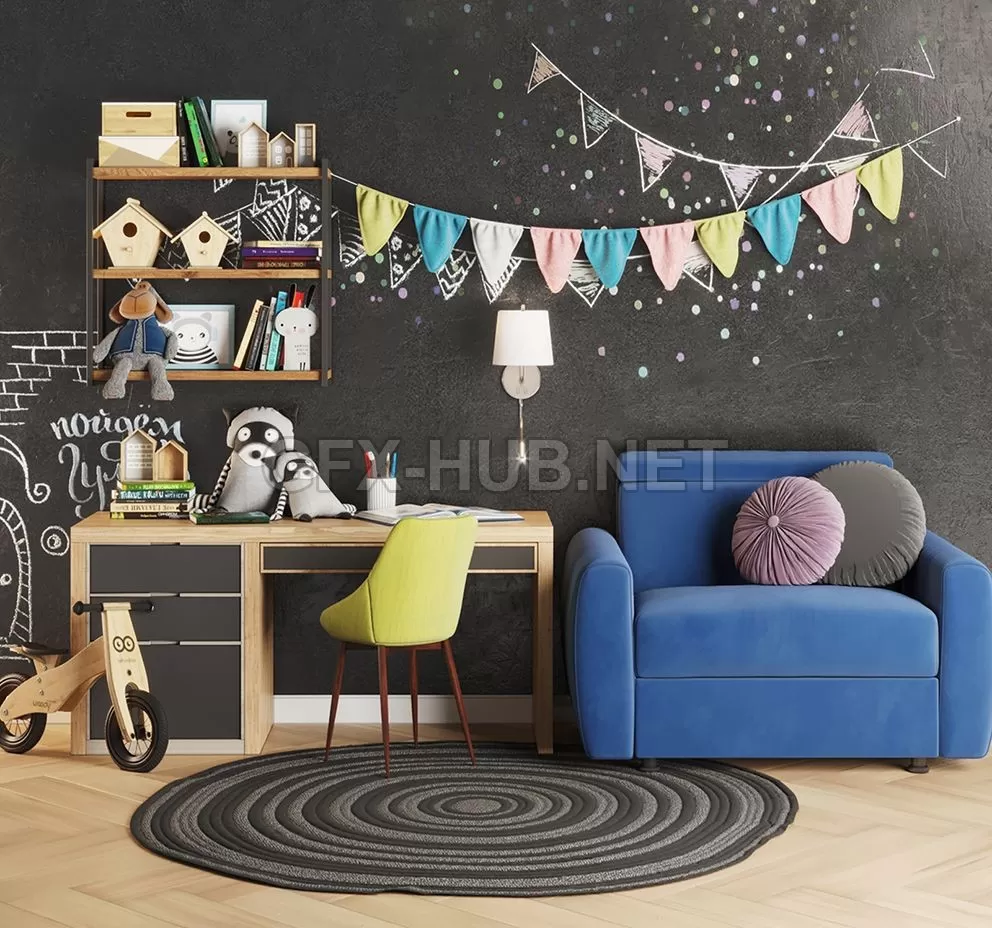 FURNITURE 3D MODELS – Children room set 3