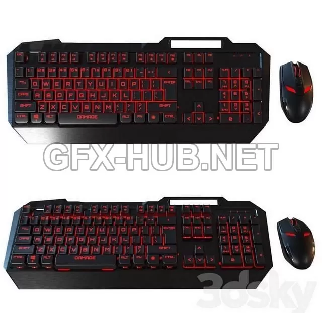 FURNITURE 3D MODELS – Computer mouse + backlit keyboard FURNITURE 3D MODELS – Computer mouse + backlit keyboard