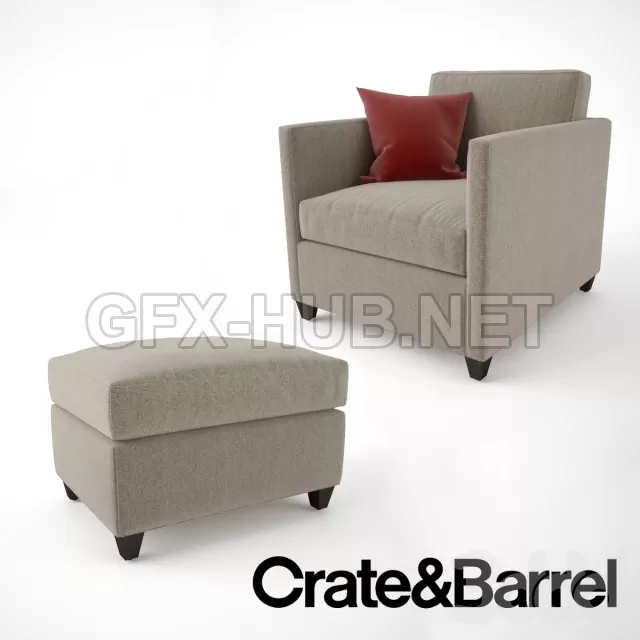 FURNITURE 3D MODELS – Crate and Barrel Dryden Chair and Ottoman FURNITURE 3D MODELS – Crate and Barrel Dryden Chair and Ottoman