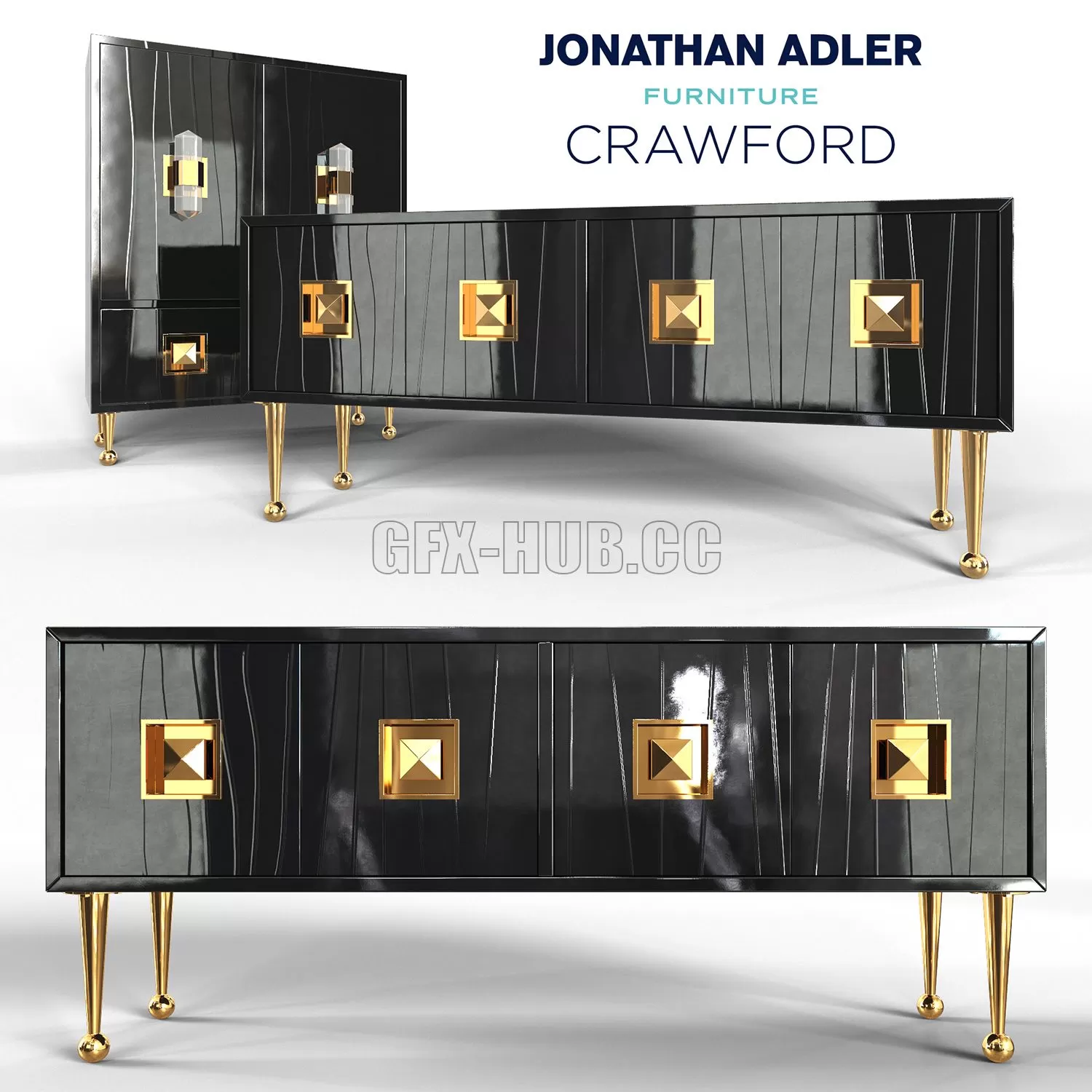 FURNITURE 3D MODELS – Crawford console & cabinet by Jonathan Adler FURNITURE 3D MODELS – Crawford console & cabinet by Jonathan Adler