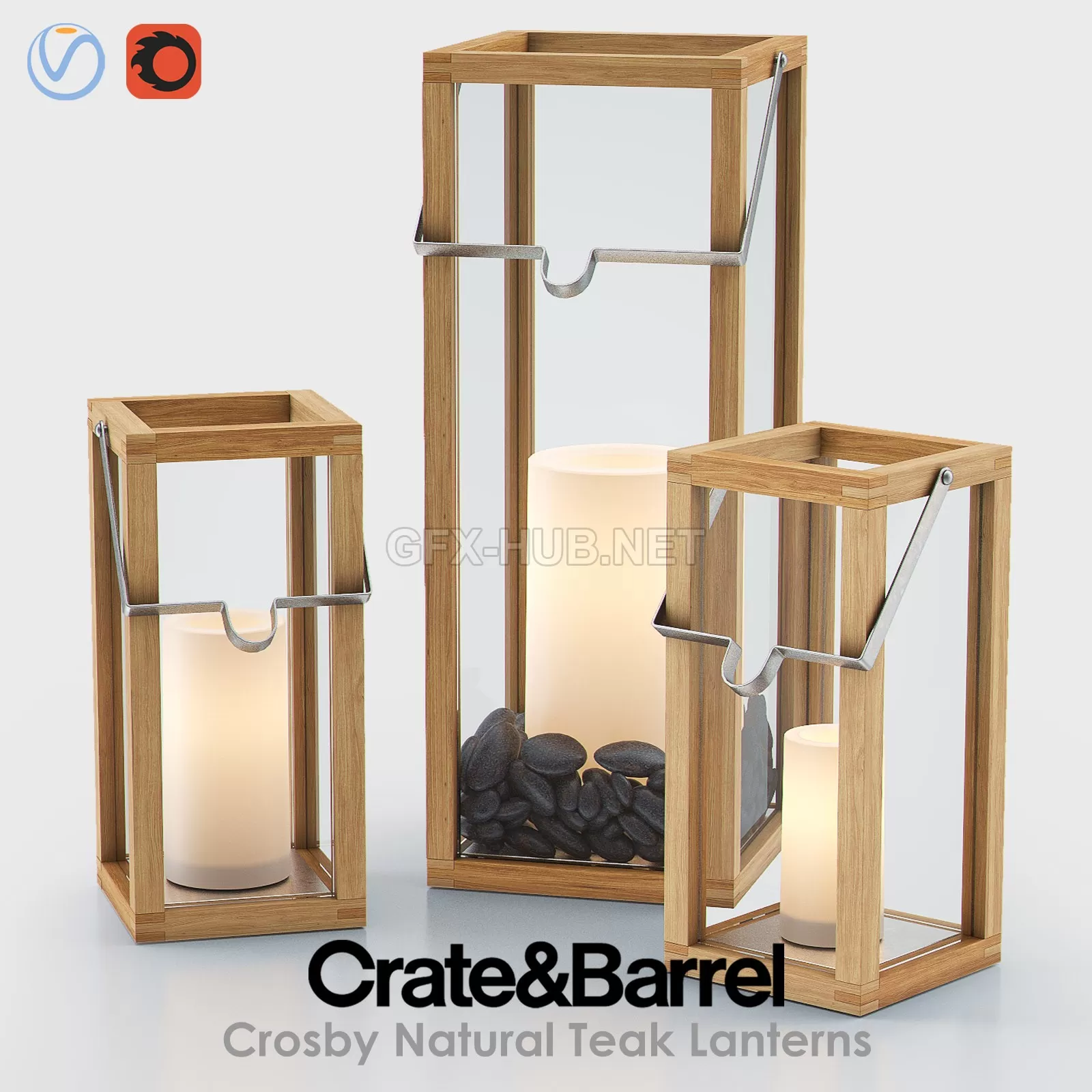 FURNITURE 3D MODELS – CROSBY Lanterns with Pillar Candles FURNITURE 3D MODELS – CROSBY Lanterns with Pillar Candles