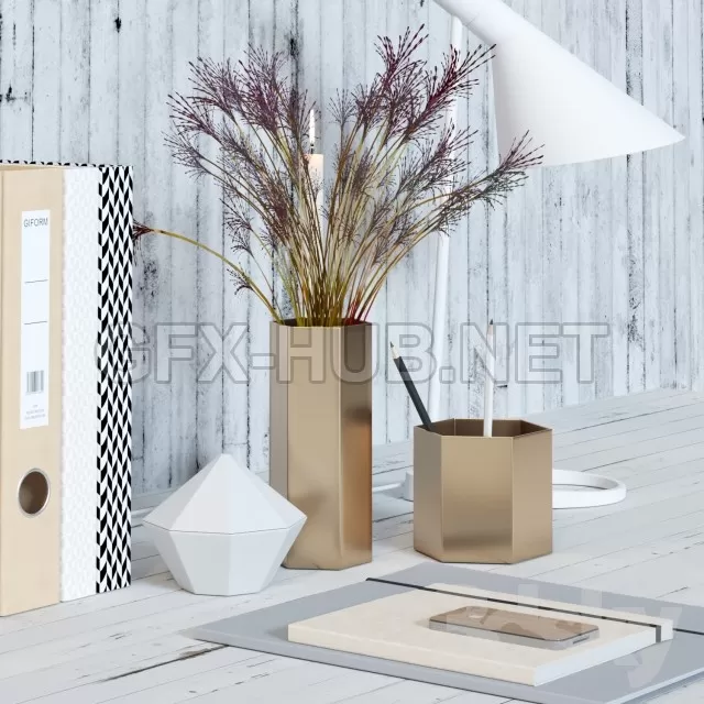 FURNITURE 3D MODELS – Decorative set for the office desk FURNITURE 3D MODELS – Decorative set for the office desk