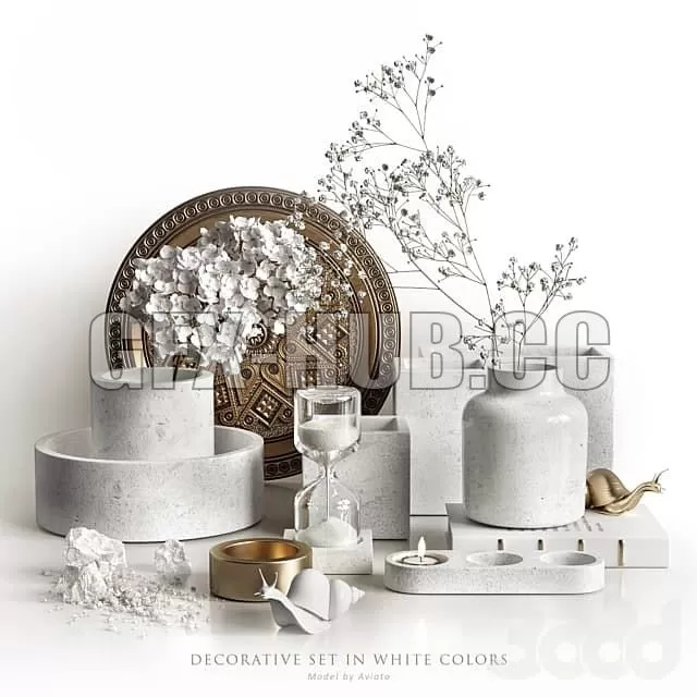 FURNITURE 3D MODELS – Decorative Set in White Colors FURNITURE 3D MODELS – Decorative Set in White Colors
