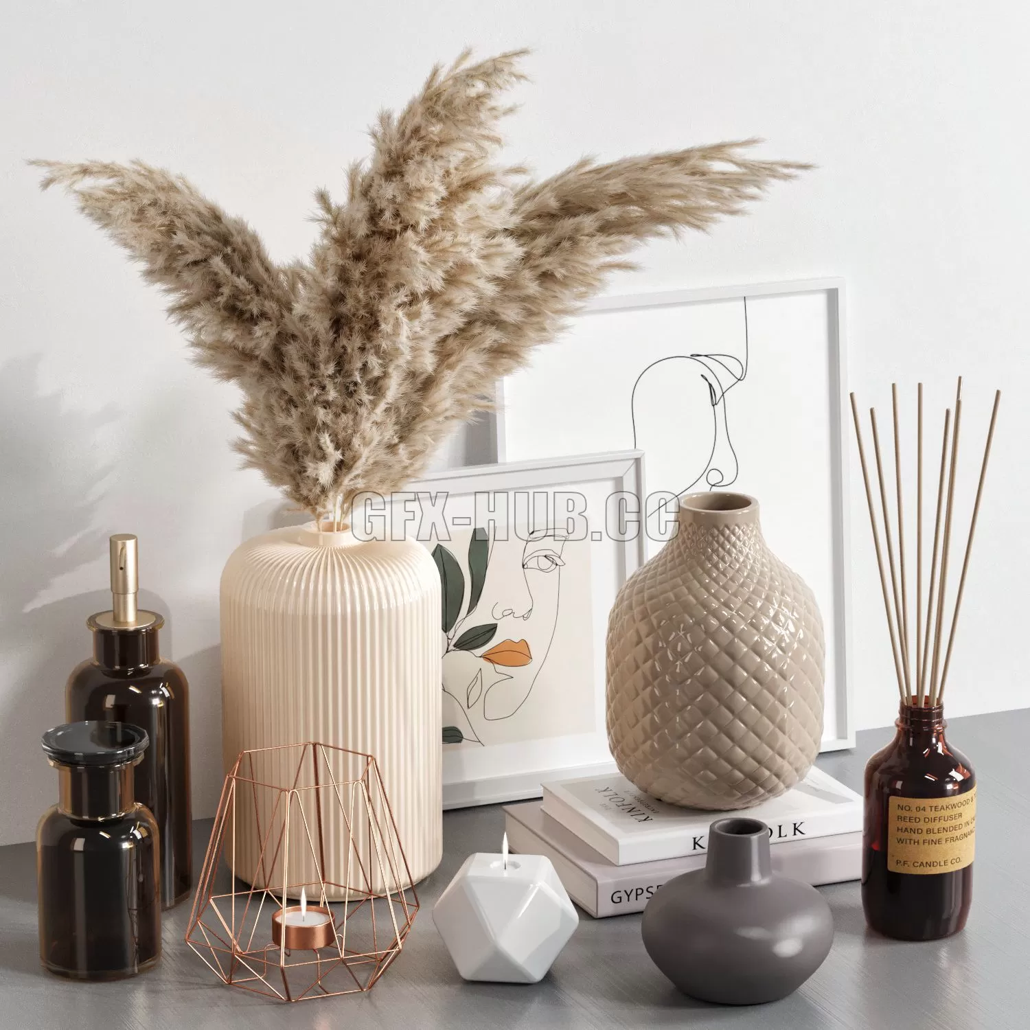 FURNITURE 3D MODELS – Decorative Set with Dried Flowers 02 FURNITURE 3D MODELS – Decorative Set with Dried Flowers 02