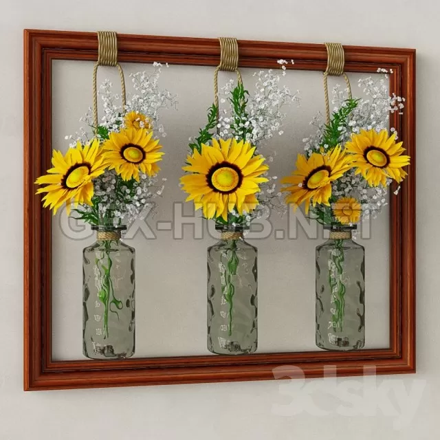FURNITURE 3D MODELS – Decorative set with sunflowers FURNITURE 3D MODELS – Decorative set with sunflowers