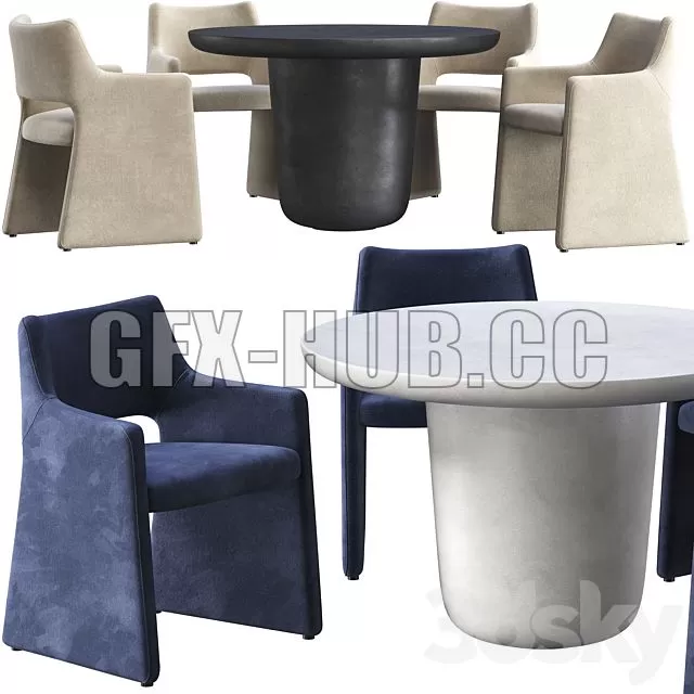 FURNITURE 3D MODELS – Dining Table CB2 Lola and Chair CB2 Foley Faux Mohair Navy FURNITURE 3D MODELS – Dining Table CB2 Lola and Chair CB2 Foley Faux Mohair Navy